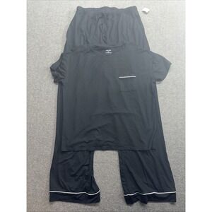 State Of Day Women's Two-Piece Pajama Set Size Xs Black NWT $64